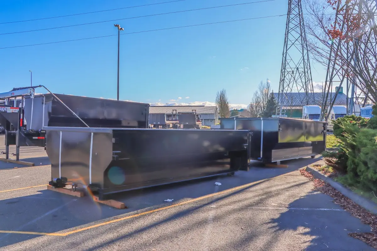 Roll-off dumpster ready for waste disposal at job site for Commercial Dumpster Rental in Omaha